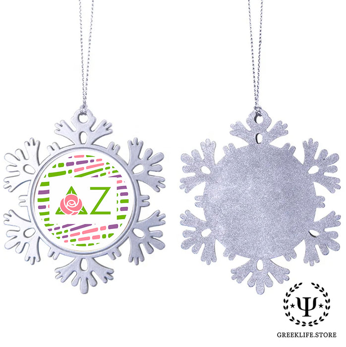 Delta Zeta Christmas Ornament - Snowflake Metal