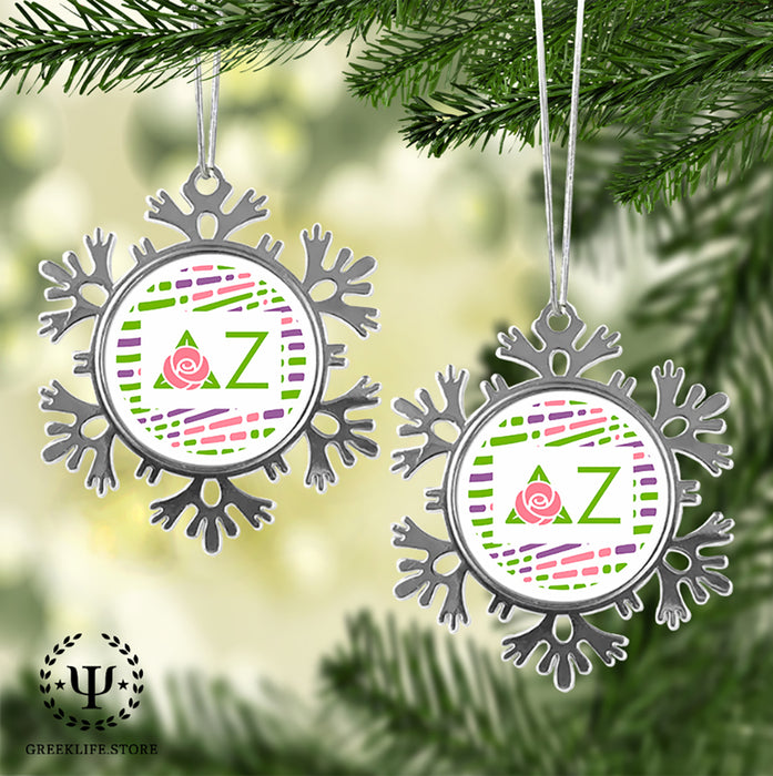 Delta Zeta Christmas Ornament - Snowflake Metal