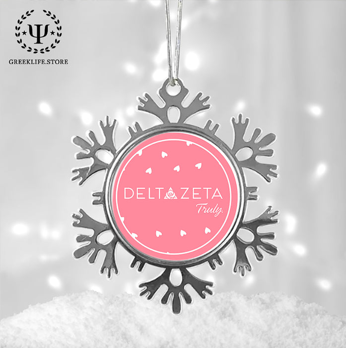 Delta Zeta Christmas Ornament - Snowflake Metal