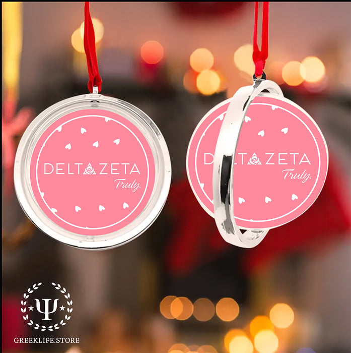Delta Zeta Christmas Reversible Flat Round Ornament