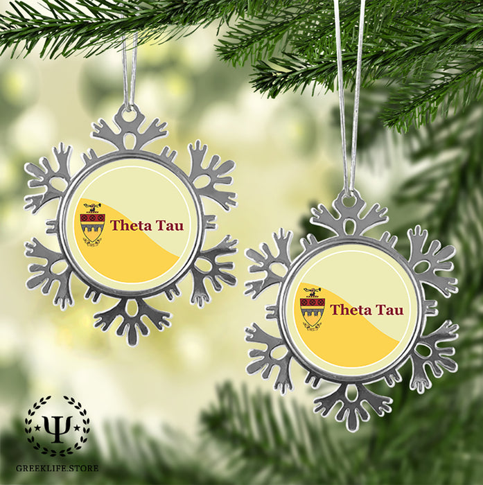 Theta Tau Christmas Ornament - Snowflake Metal