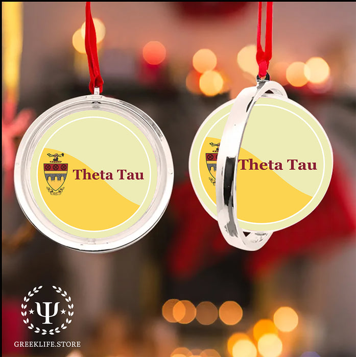 Theta Tau Christmas Reversible Flat Round Ornament