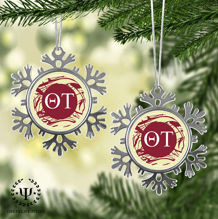 Theta Tau Christmas Ornament - Snowflake Metal