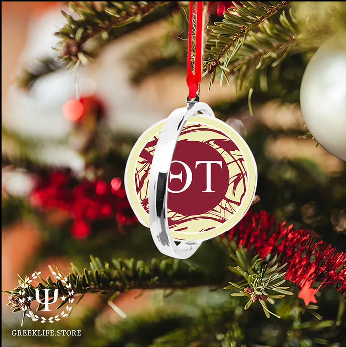 Theta Tau Christmas Reversible Flat Round Ornament
