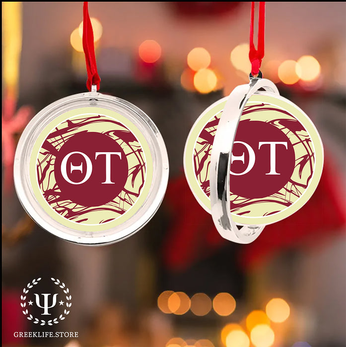 Theta Tau Christmas Reversible Flat Round Ornament