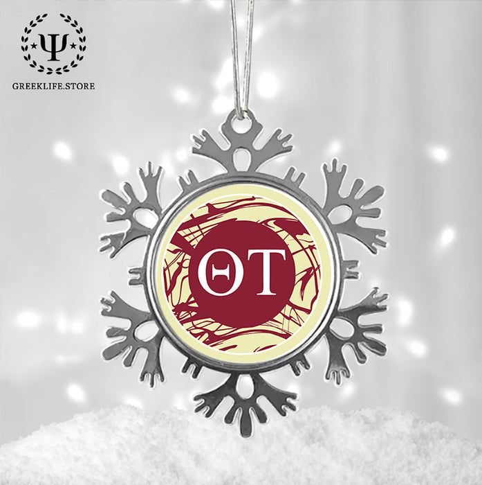 Theta Tau Christmas Ornament - Snowflake Metal