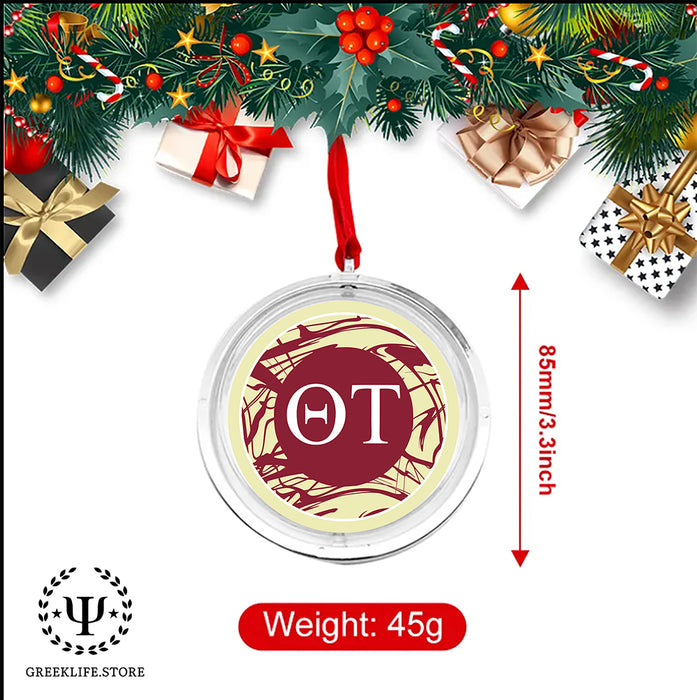 Theta Tau Christmas Reversible Flat Round Ornament