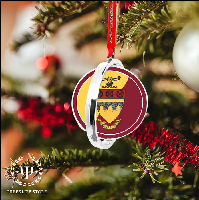 Theta Tau Christmas Reversible Flat Round Ornament