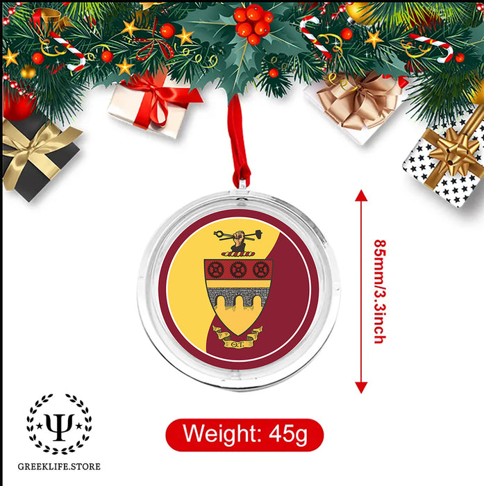 Theta Tau Christmas Reversible Flat Round Ornament