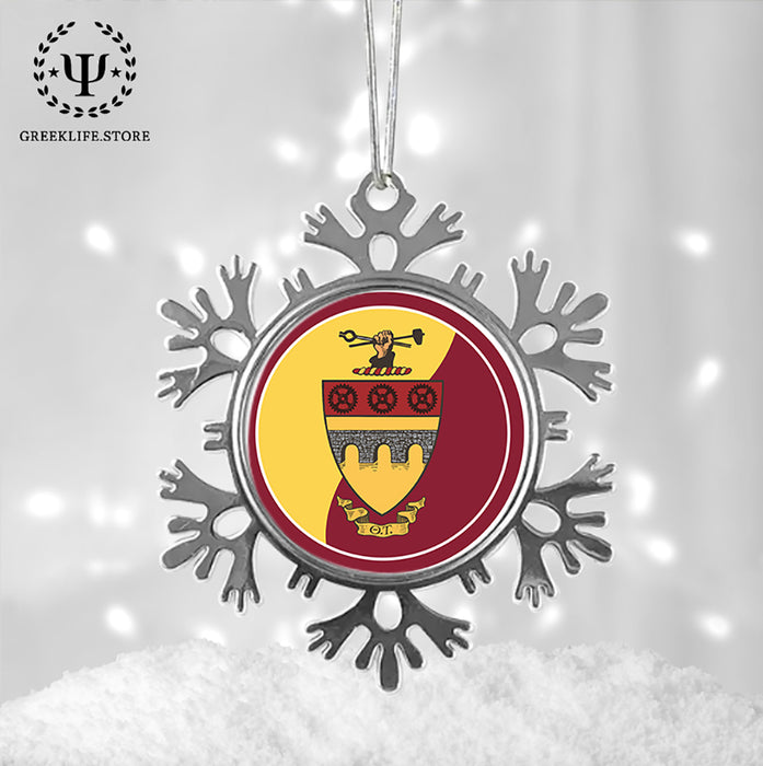 Theta Tau Christmas Ornament - Snowflake Metal