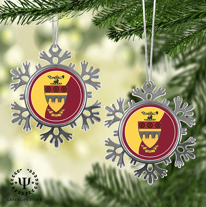 Theta Tau Christmas Ornament - Snowflake Metal