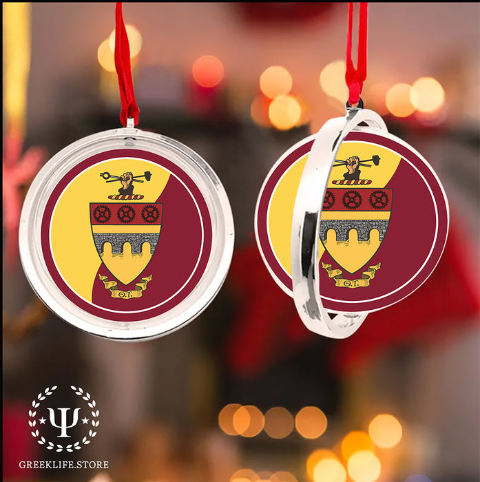 Theta Tau Christmas Reversible Flat Round Ornament
