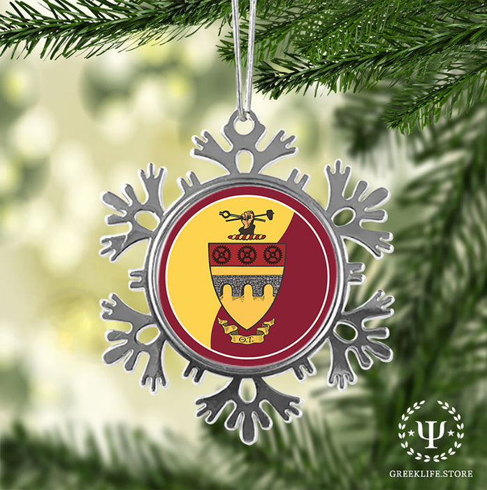 Theta Tau Christmas Ornament - Snowflake Metal
