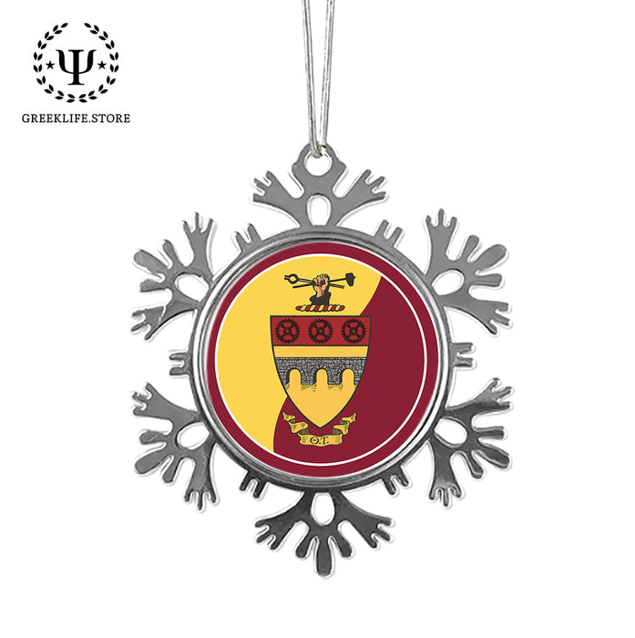 Theta Tau Christmas Ornament - Snowflake Metal