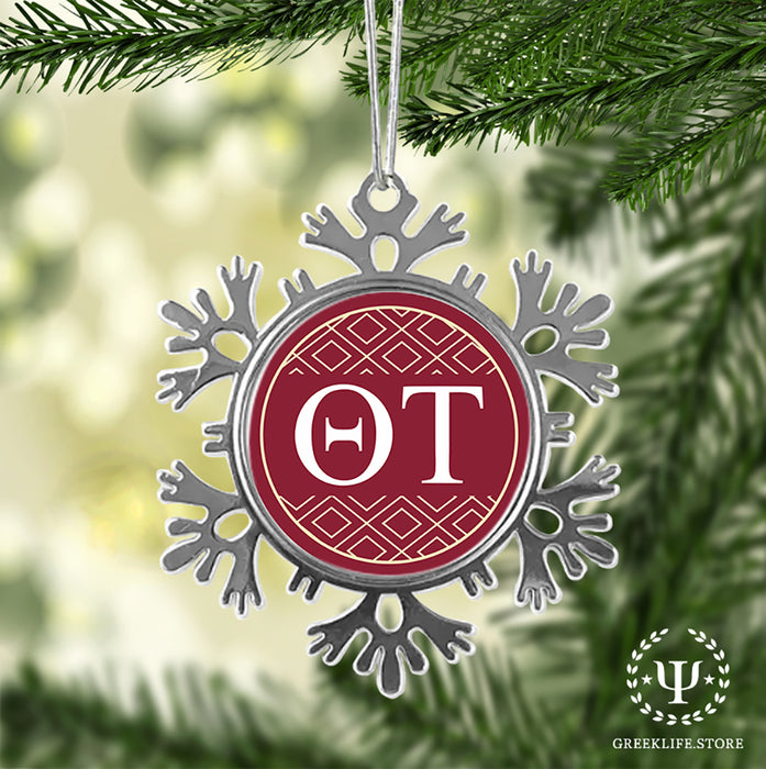 Theta Tau Christmas Ornament - Snowflake Metal