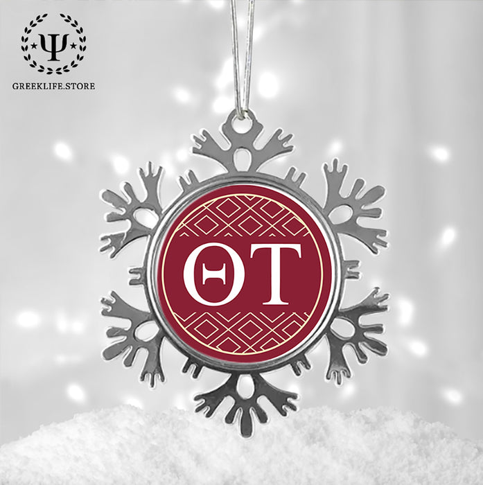 Theta Tau Christmas Ornament - Snowflake Metal