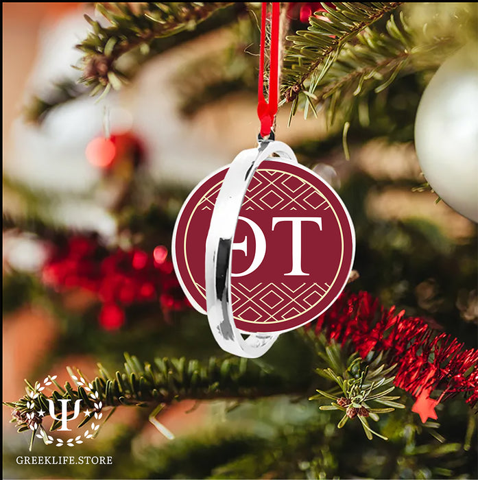 Theta Tau Christmas Reversible Flat Round Ornament