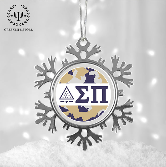 Sigma Pi Christmas Ornament - Snowflake Metal