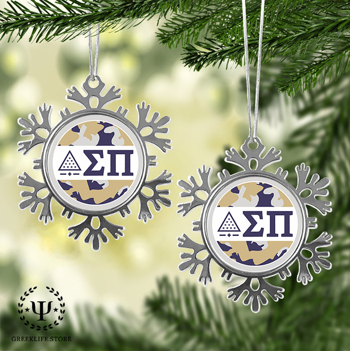 Sigma Pi Christmas Ornament - Snowflake Metal