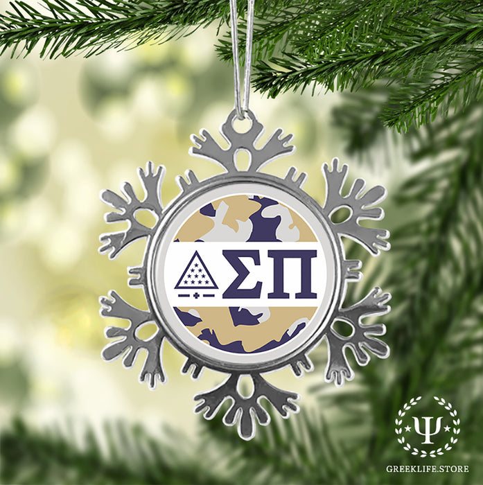 Sigma Pi Christmas Ornament - Snowflake Metal