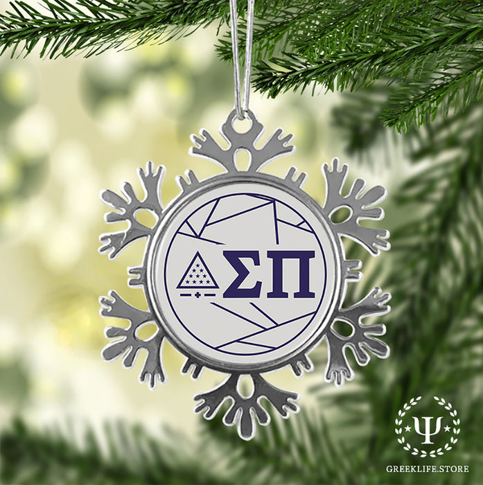 Sigma Pi Christmas Ornament - Snowflake Metal