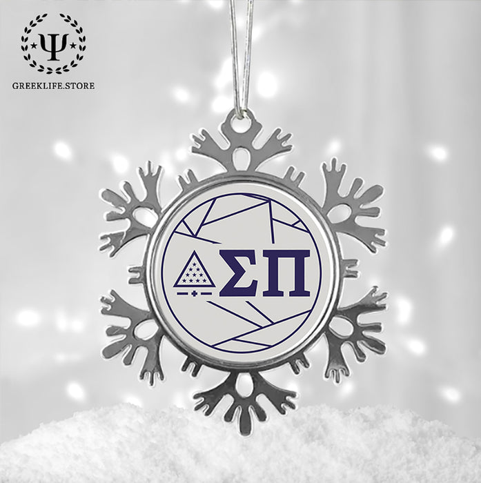 Sigma Pi Christmas Ornament - Snowflake Metal