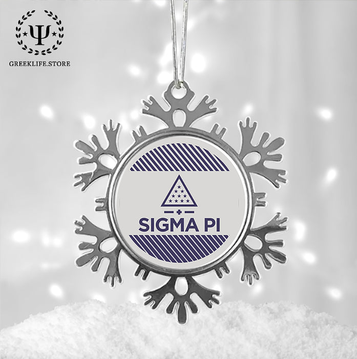 Sigma Pi Christmas Ornament - Snowflake Metal