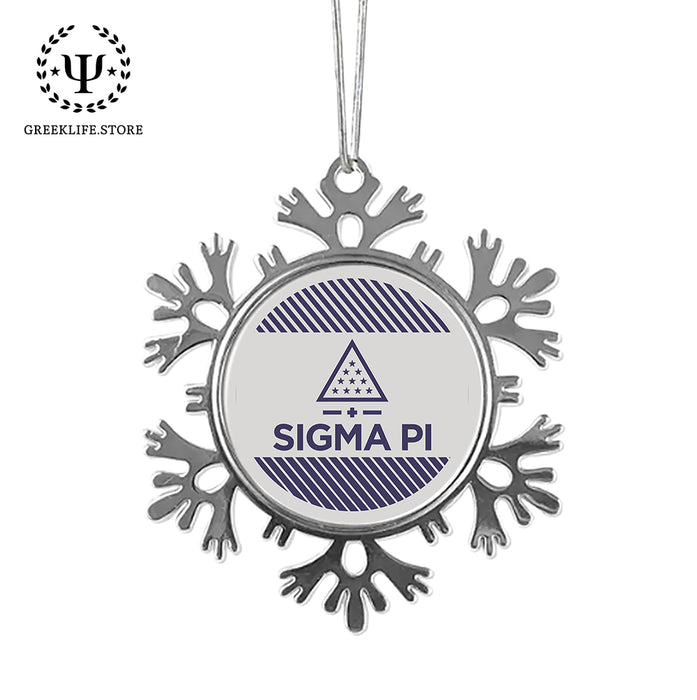Sigma Pi Christmas Ornament - Snowflake Metal