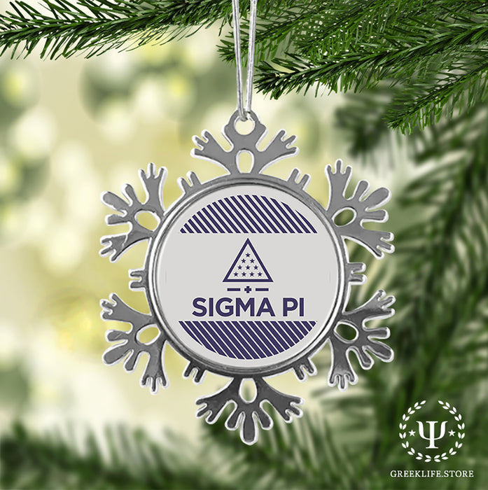 Sigma Pi Christmas Ornament - Snowflake Metal