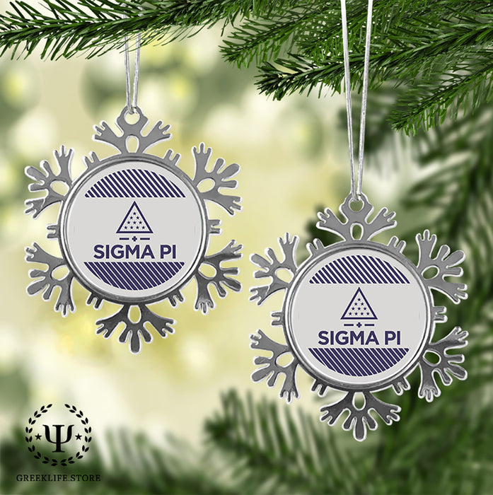 Sigma Pi Christmas Ornament - Snowflake Metal