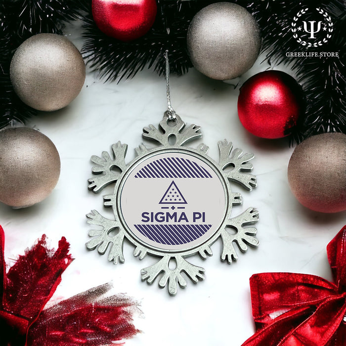 Sigma Pi Christmas Ornament - Snowflake Metal