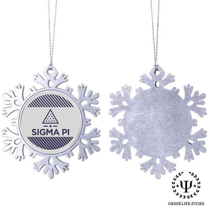Sigma Pi Christmas Ornament - Snowflake Metal