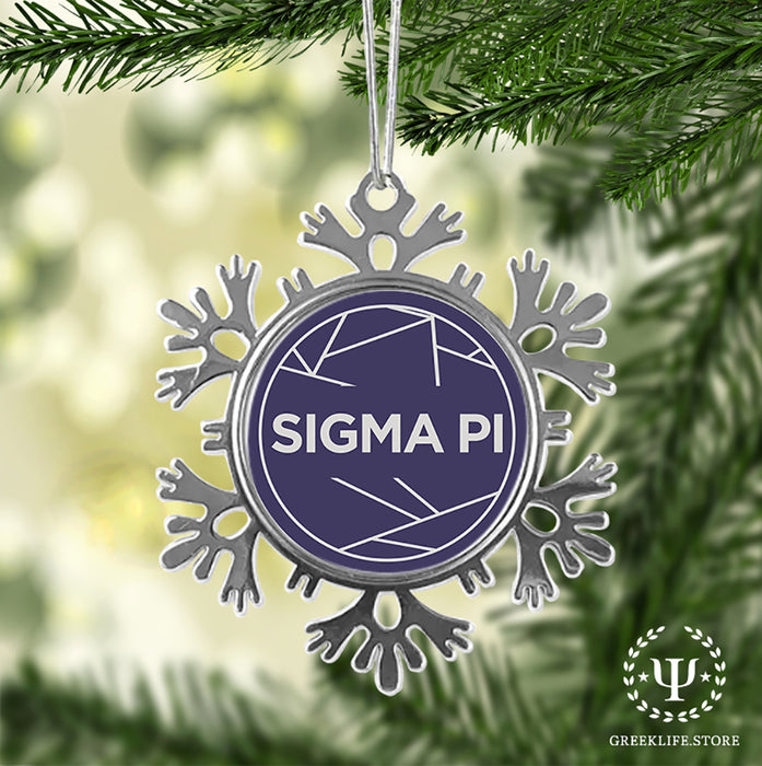 Sigma Pi Christmas Ornament - Snowflake Metal