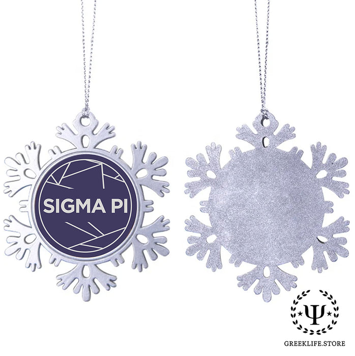 Sigma Pi Christmas Ornament - Snowflake Metal