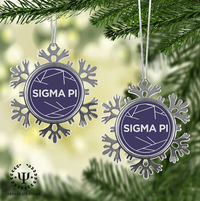 Sigma Pi Christmas Ornament - Snowflake Metal