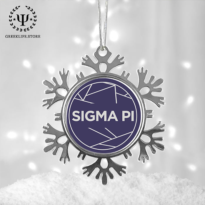 Sigma Pi Christmas Ornament - Snowflake Metal