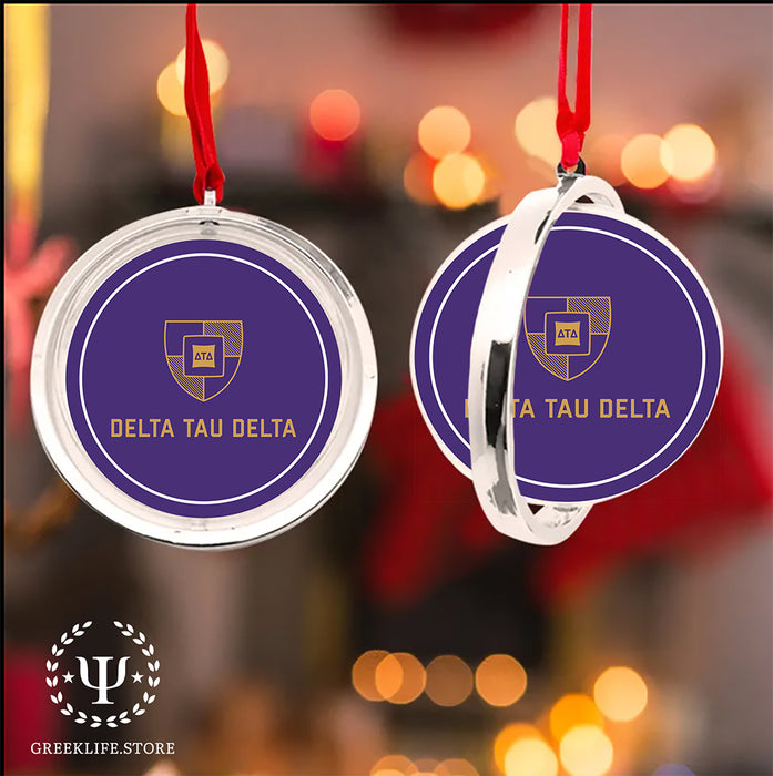 Delta Tau Delta Christmas Reversible Flat Round Ornament