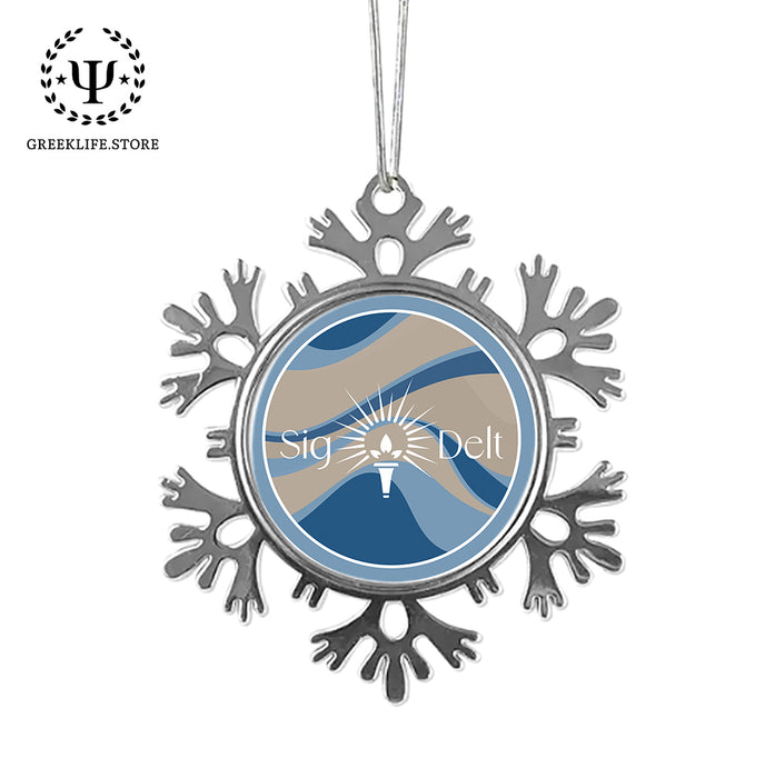 Sigma Delta Tau Christmas Ornament - Snowflake Metal