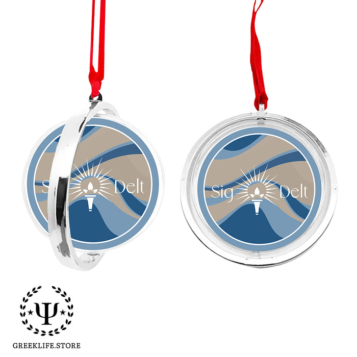 Sigma Delta Tau Christmas Reversible Flat Round Ornament