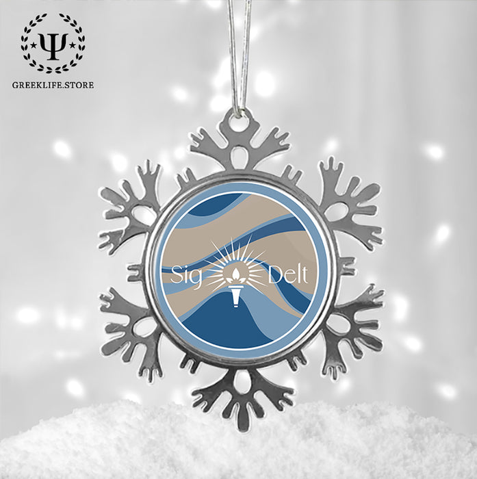 Sigma Delta Tau Christmas Ornament - Snowflake Metal