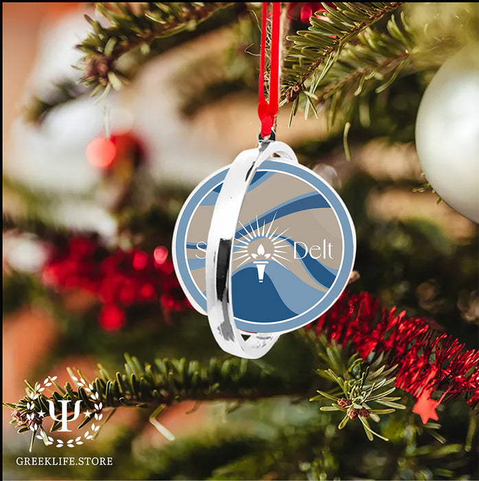 Sigma Delta Tau Christmas Reversible Flat Round Ornament