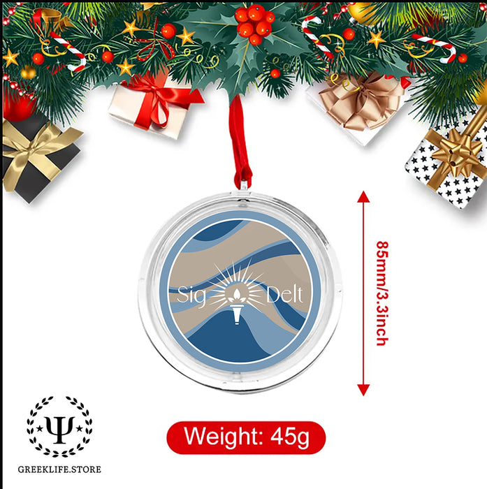 Sigma Delta Tau Christmas Reversible Flat Round Ornament