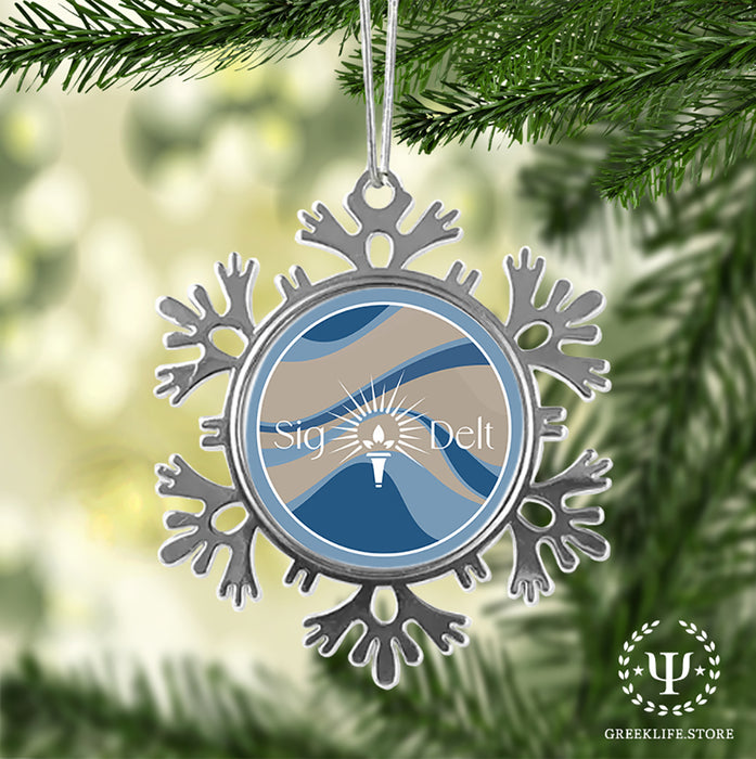 Sigma Delta Tau Christmas Ornament - Snowflake Metal