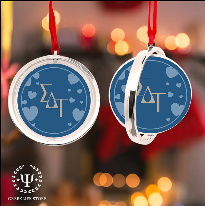 Sigma Delta Tau Christmas Reversible Flat Round Ornament
