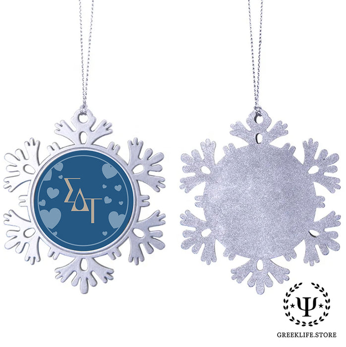 Sigma Delta Tau Christmas Ornament - Snowflake Metal