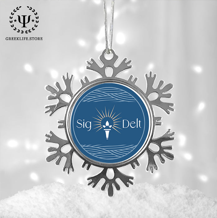 Sigma Delta Tau Christmas Ornament - Snowflake Metal