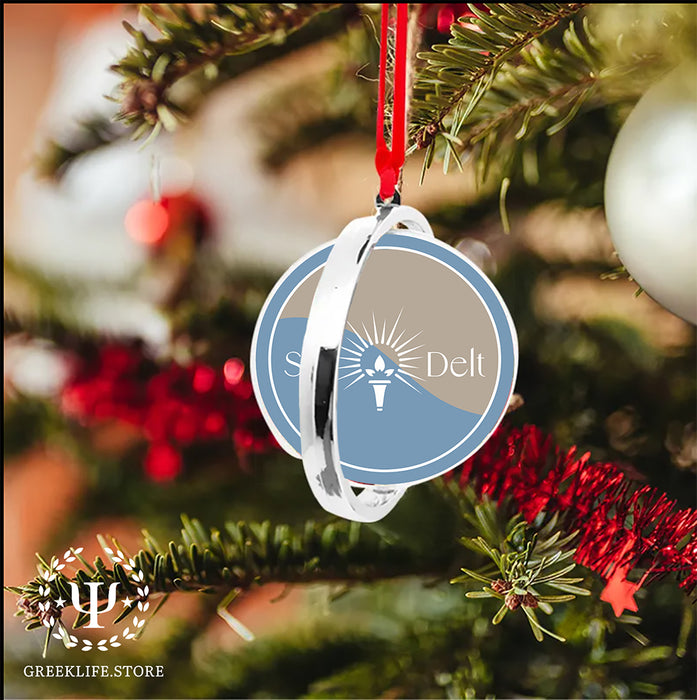 Sigma Delta Tau Christmas Reversible Flat Round Ornament