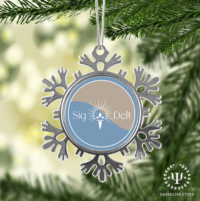 Sigma Delta Tau Christmas Ornament - Snowflake Metal