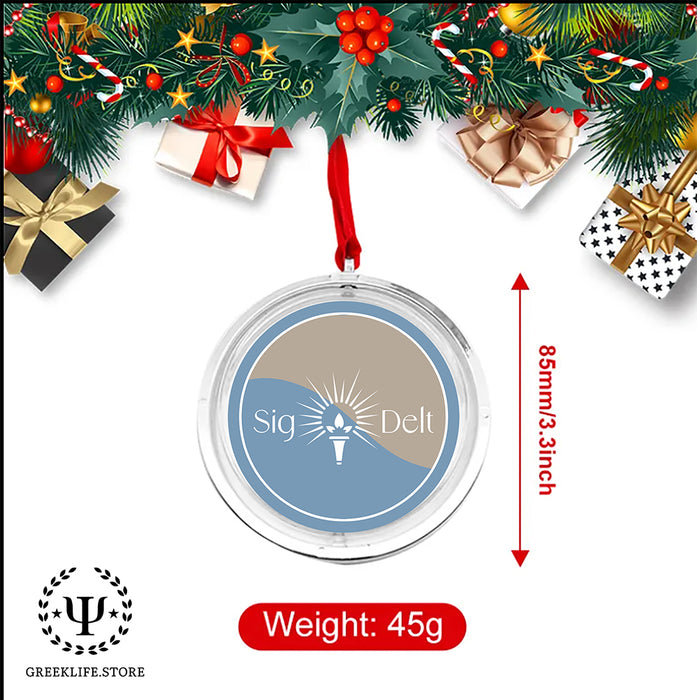 Sigma Delta Tau Christmas Reversible Flat Round Ornament