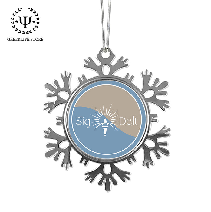 Sigma Delta Tau Christmas Ornament - Snowflake Metal